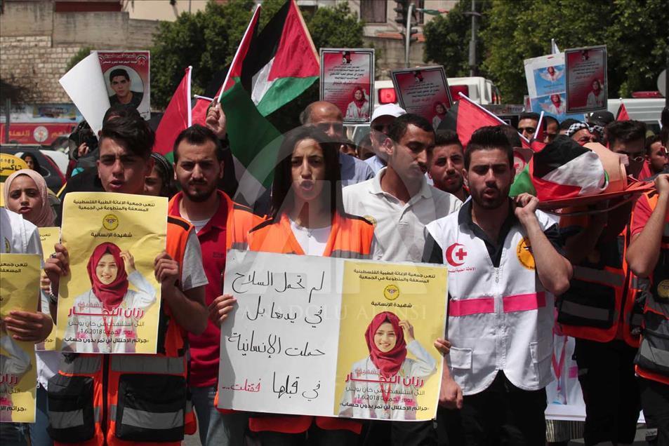 Protestas en Nablus, Cisjordania, por la muerte de Razan Ashraf Najjar