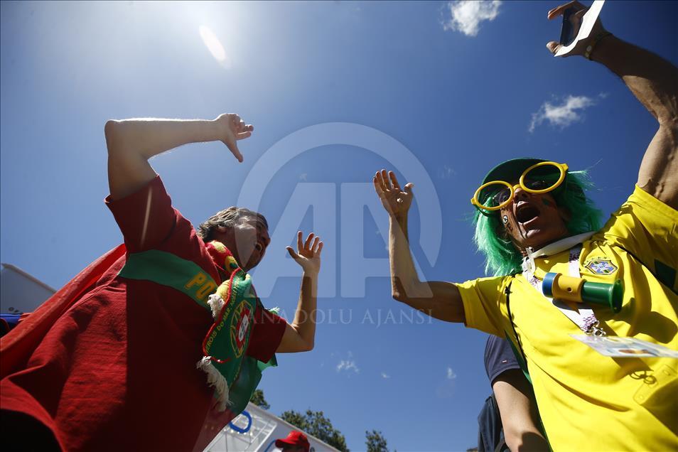 Los fanáticos llegan al partido entre Portugal y Marruecos en el Mundial de Rusia
