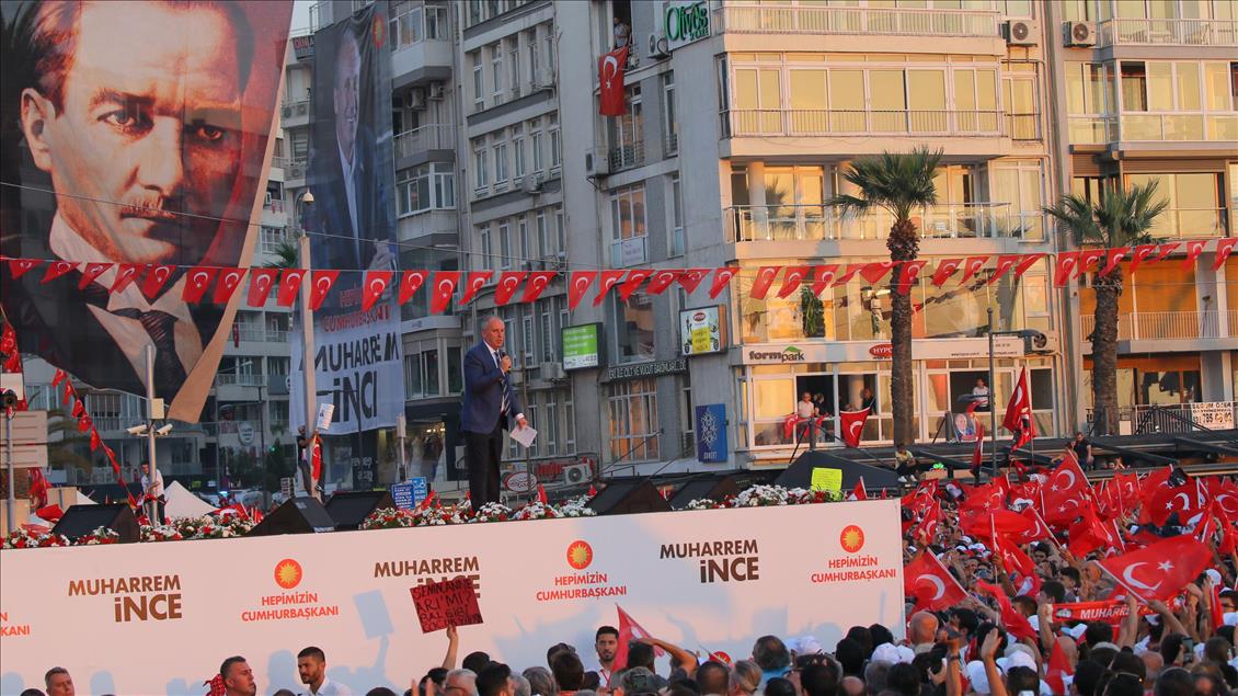 CHP'nin cumhurbaşkanı adayı İnce'nin İzmir mitingi