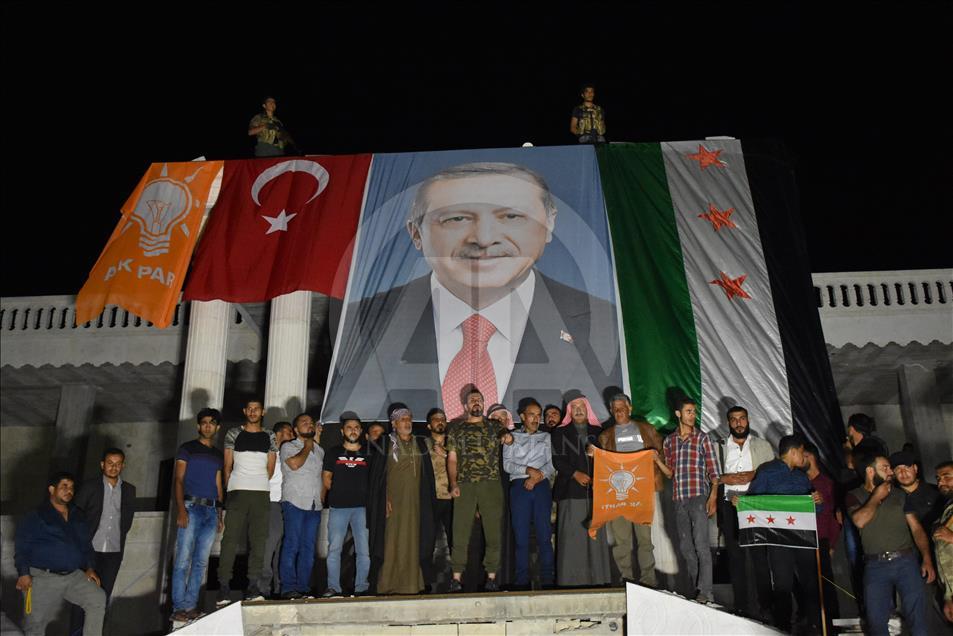 احتفالات شمالي سوريا بفوز أردوغان في الانتخابات
