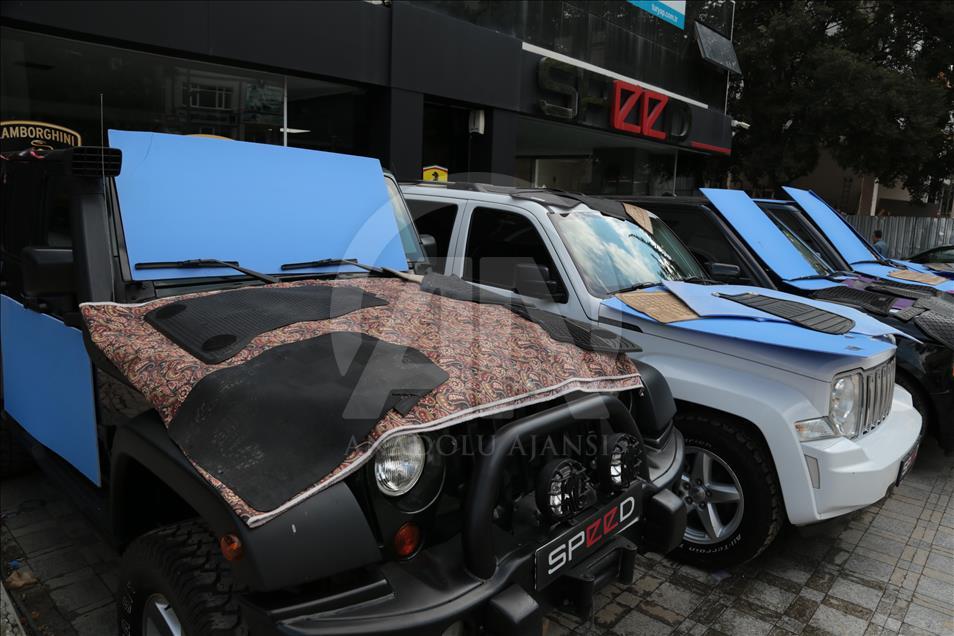 Araç sahiplerinden dolu önlemi