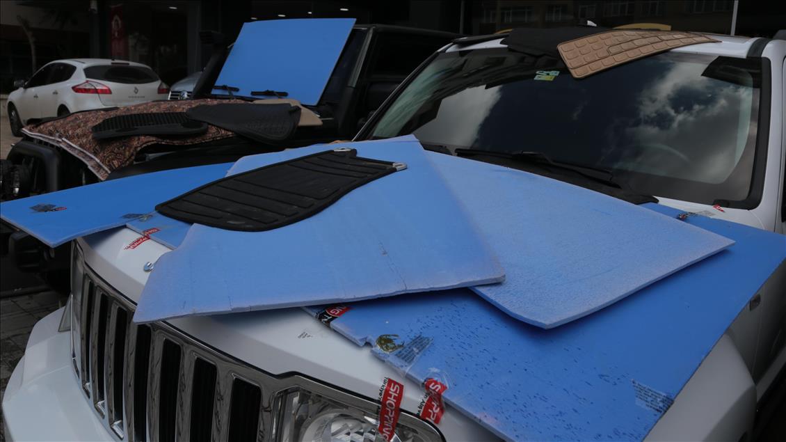 Araç sahiplerinden dolu önlemi