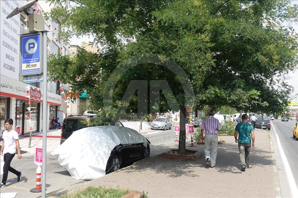 Araç sahiplerinden dolu önlemi
