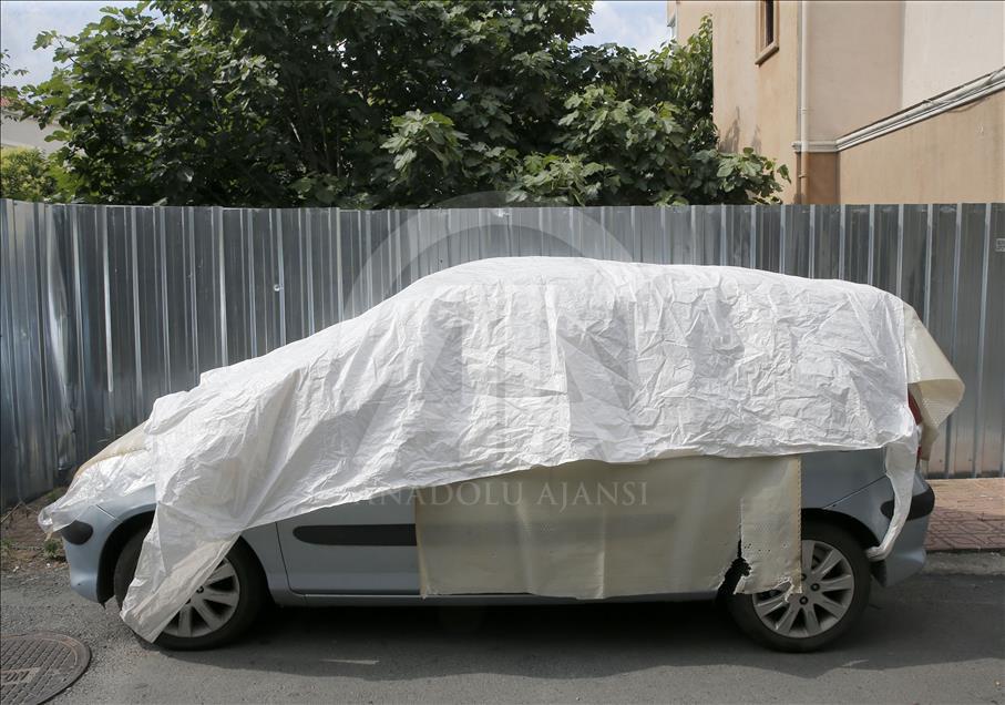 Araç sahiplerinden dolu önlemi