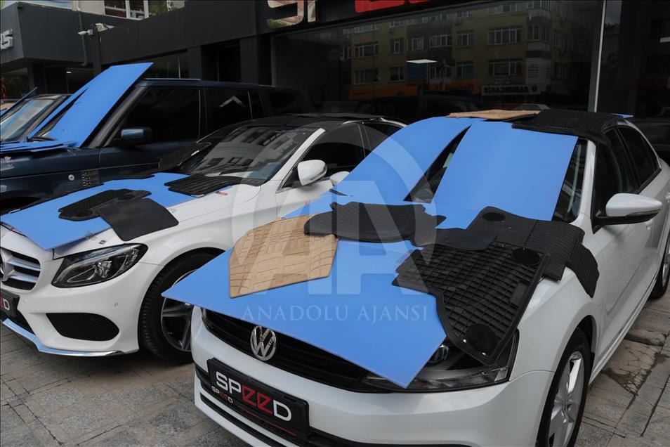 Araç sahiplerinden dolu önlemi