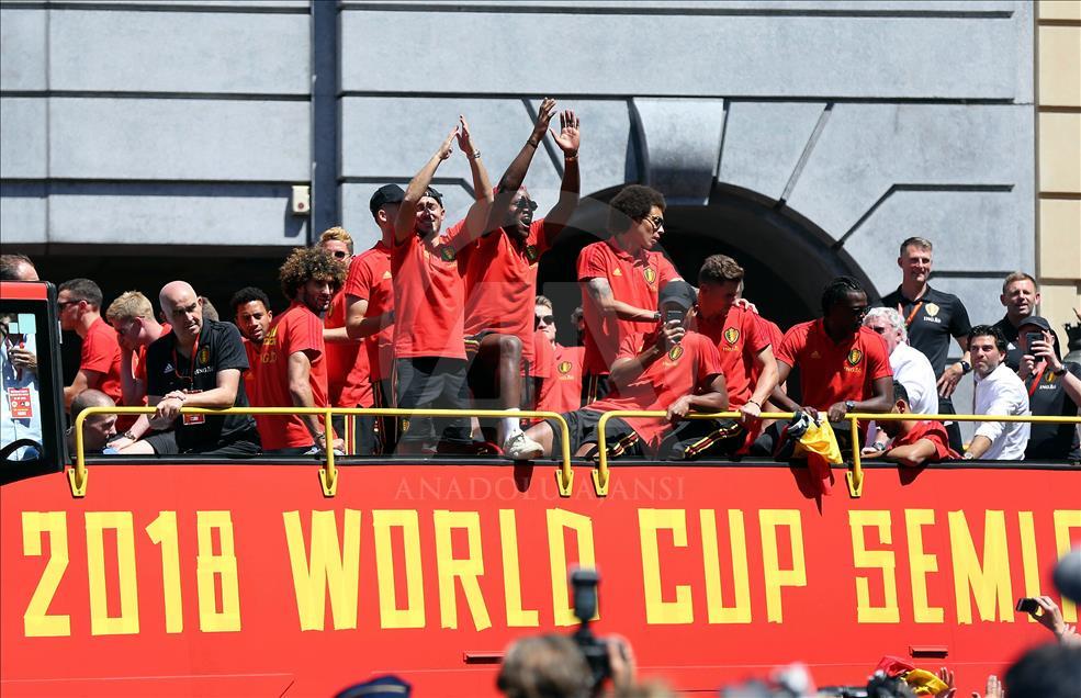 Dünya Kupası’nda üçüncü olan Belçika Futbol Takımı Brüksel'e döndü 