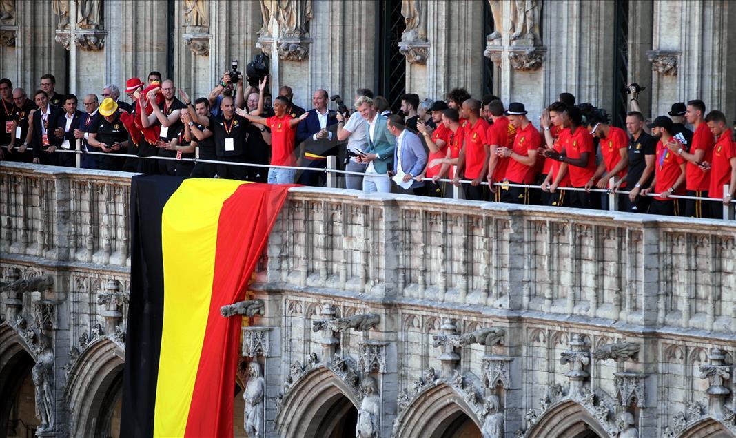 Dünya Kupası’nda üçüncü olan Belçika Futbol Takımı Brüksel'e döndü 