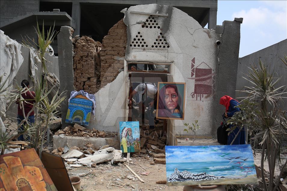 Exhibition in Art and Craft Village that hit by Israeli forces