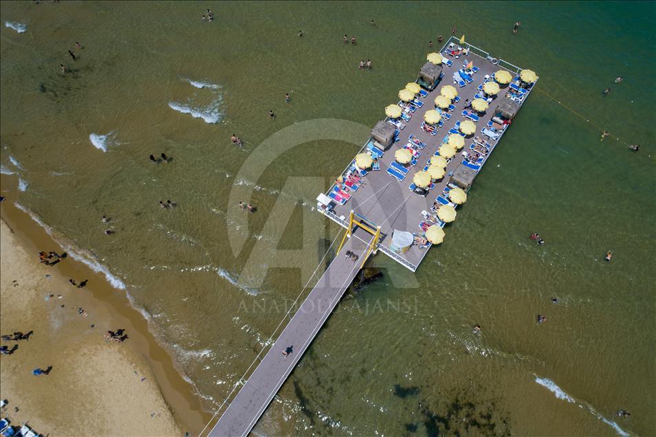 Summer season at Kilyos Beach in Istanbul