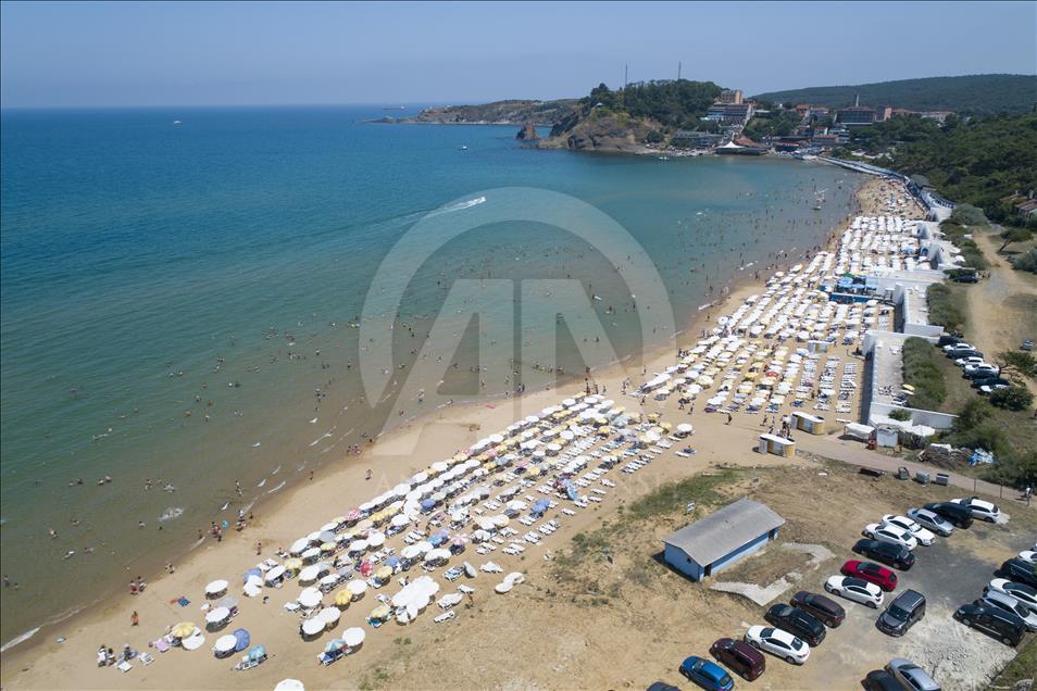Summer season at Kilyos Beach in Istanbul