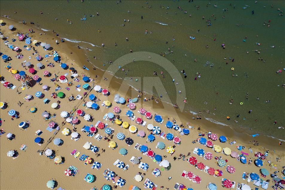 Summer season at Kilyos Beach in Istanbul