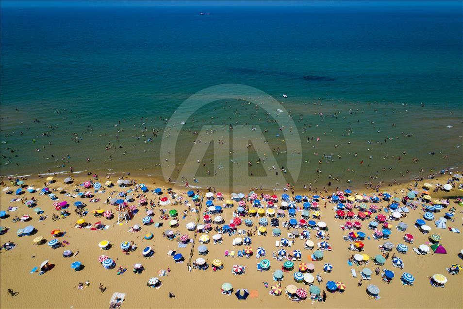 Summer season at Kilyos Beach in Istanbul