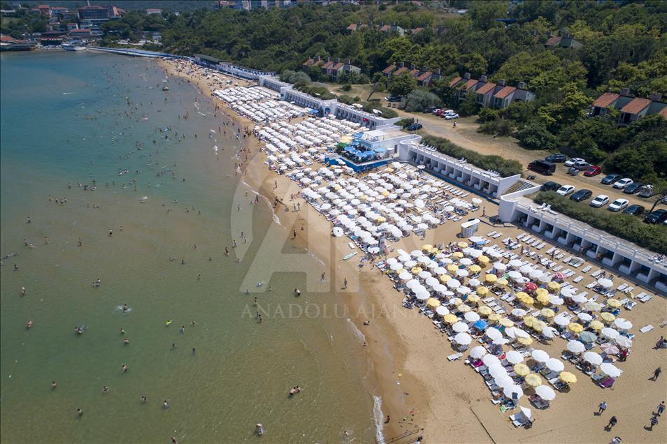 Summer season at Kilyos Beach in Istanbul