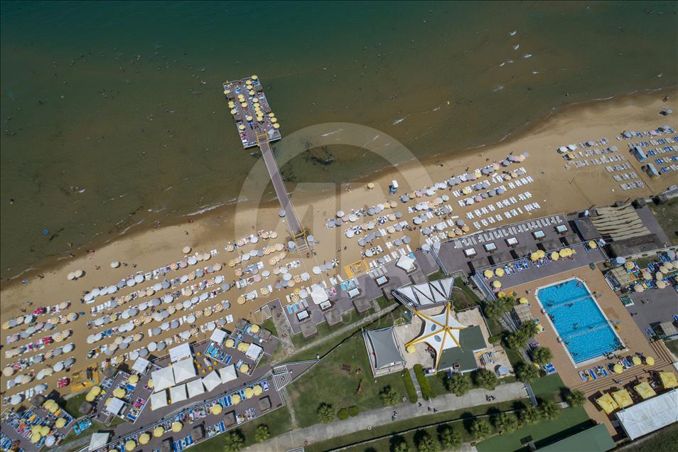 Summer season at Kilyos Beach in Istanbul