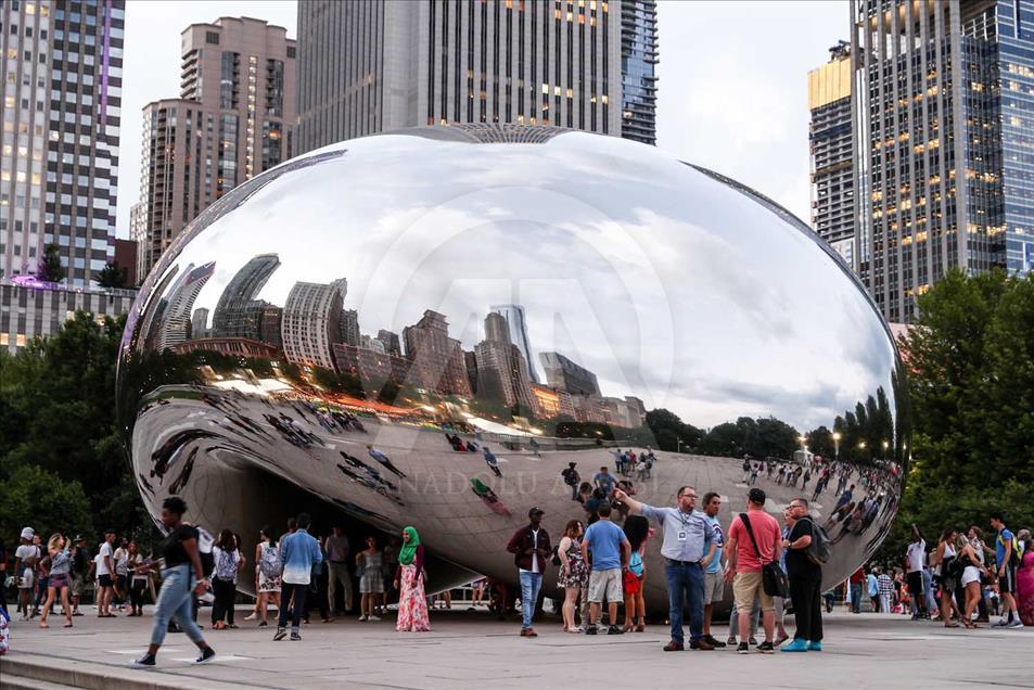 Imágenes la escultura Cloud Gate en Chicago Agencia Anadolu