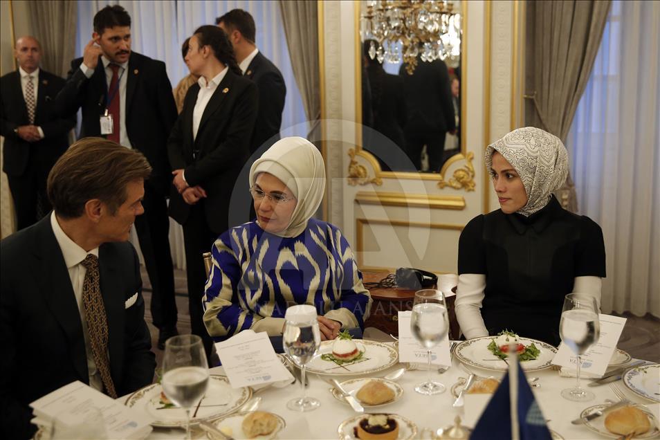 Turkish presidents 1st lady stresses  'humanitarian aid' during a panel in the US 
