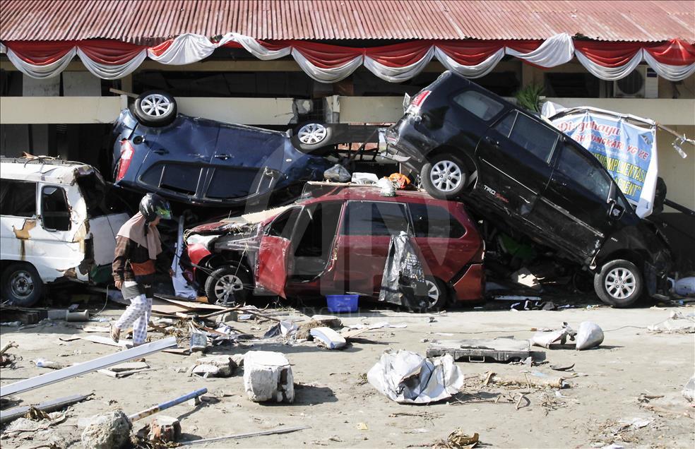 Aftermath of earthquake and tsunami in Indonesia