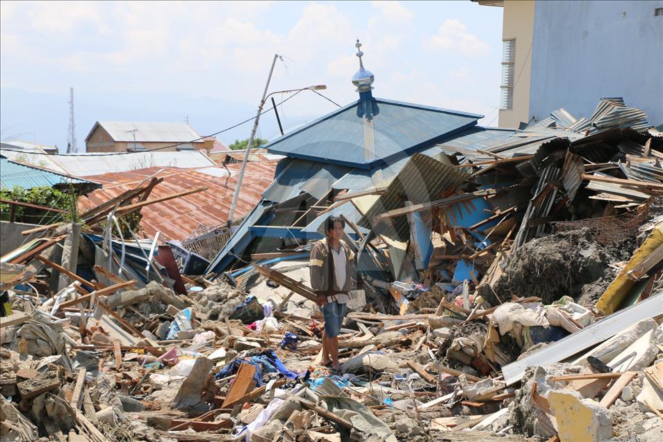 Aftermath of earthquake and tsunami in Indonesia