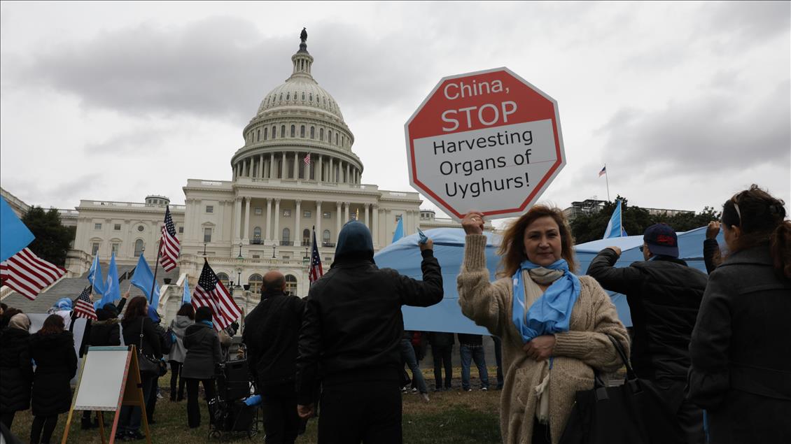 Uyghurs protest against China in Washington