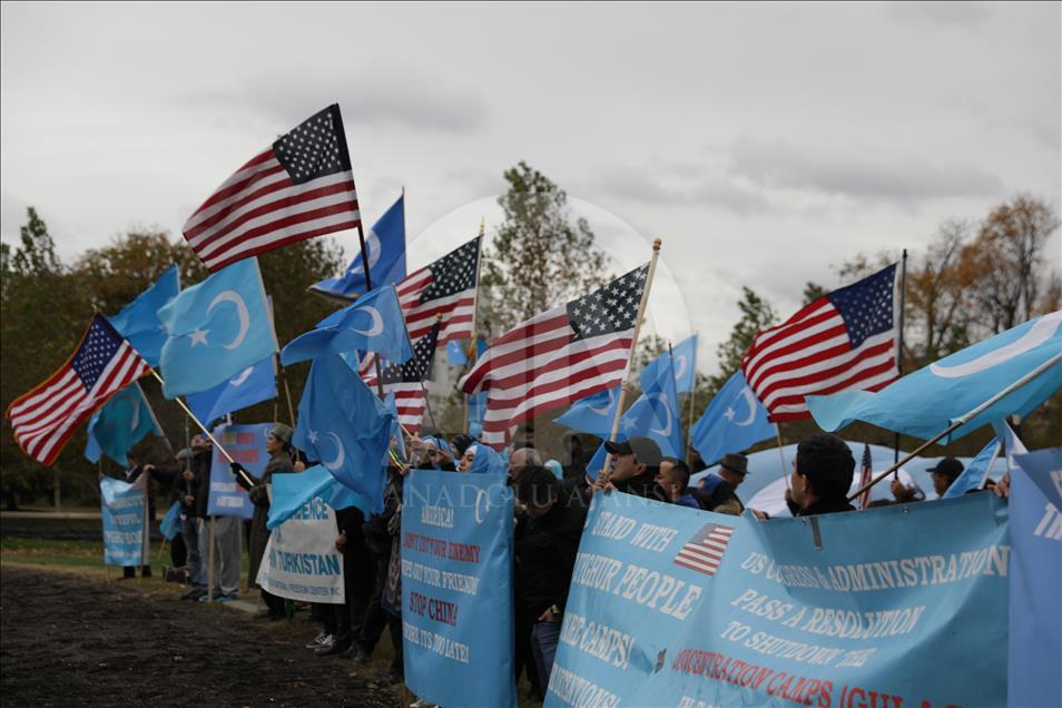 Uyghurs protest against China in Washington