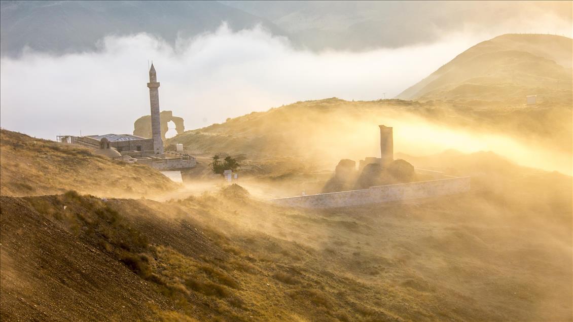 Fog blankets Turkey's historical Palu district in southeast Turkey