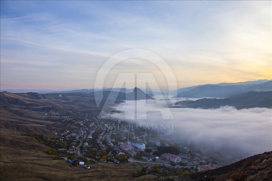 Fog blankets Turkey's historical Palu district in southeast Turkey