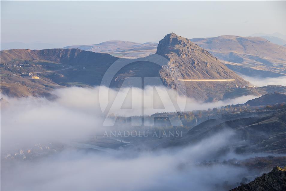 Fog blankets Turkey's historical Palu district in southeast Turkey
