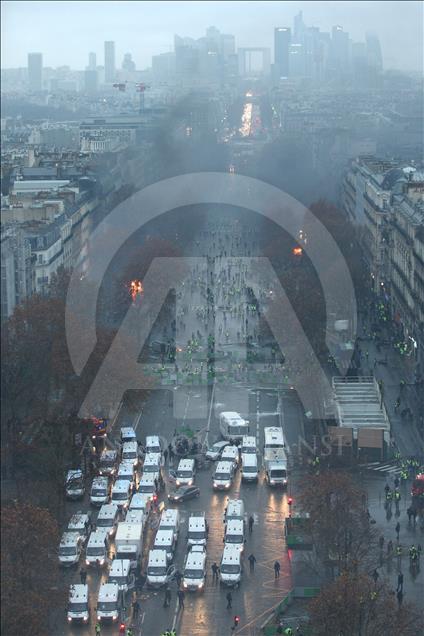 Yellow vest protest against rising fuel taxes in Paris