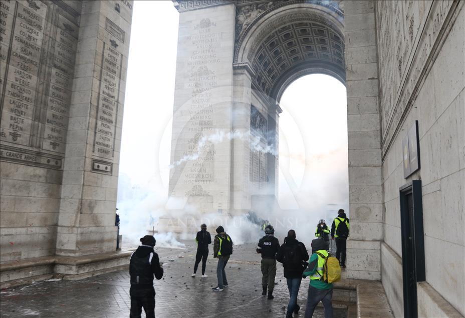 Yellow vest protest against rising fuel taxes in Paris