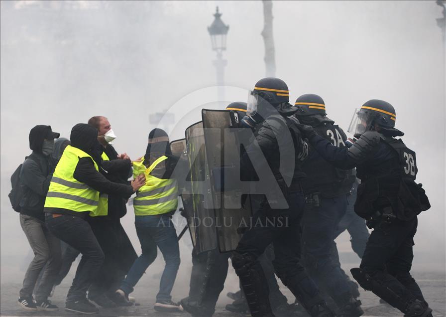 Yellow vest protest against rising fuel taxes in Paris