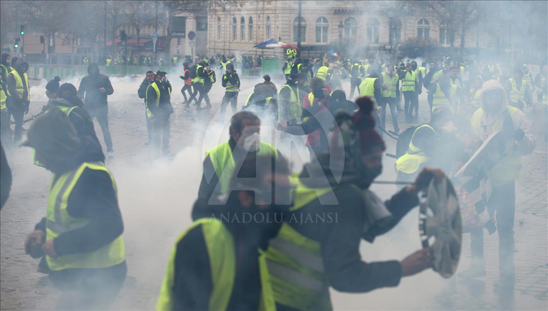 Yellow vest protest against rising fuel taxes in Paris