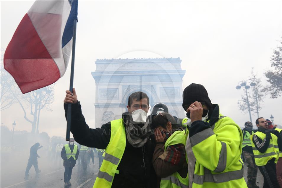 Yellow vest protest against rising fuel taxes in Paris