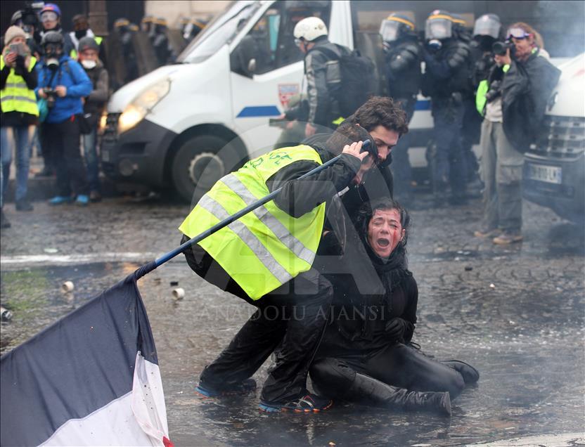 Yellow vest protest against rising fuel taxes in Paris