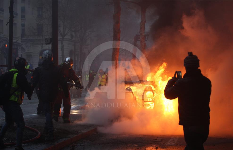 Yellow vest protest against rising fuel taxes in Paris