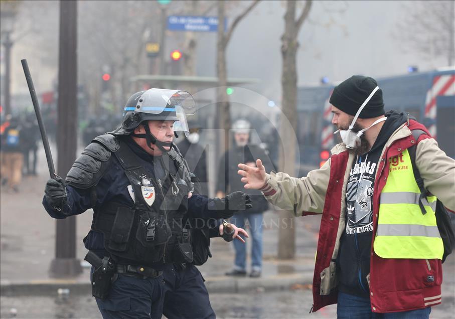 Yellow vest protest against rising fuel taxes in Paris