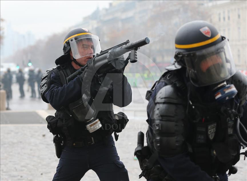 Yellow vest protest against rising fuel taxes in Paris