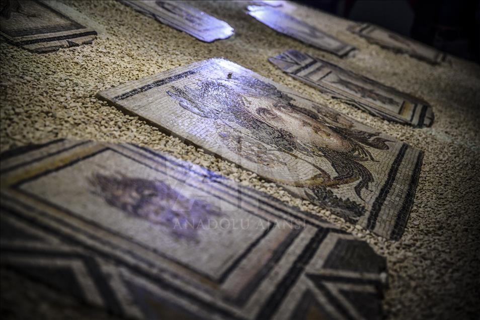 "Çingene Kızı" mozaiğinin ABD'den Gaziantep'e getirilen 12 parçası ziyarete açıldı
