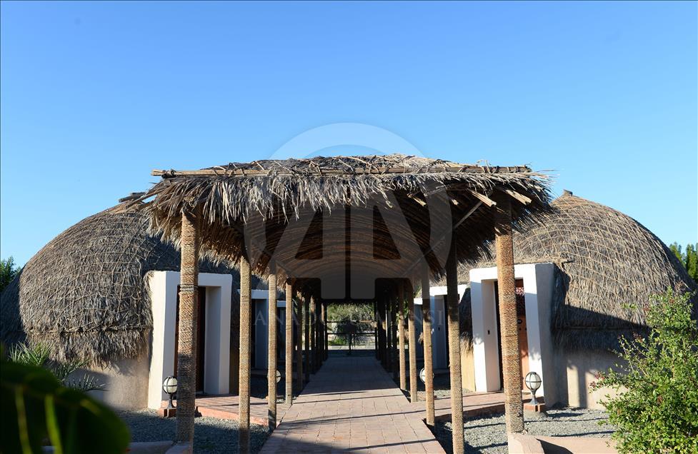 İran'da hurma yapraklarından inşa edilen otel turistlerin ilgi odağı