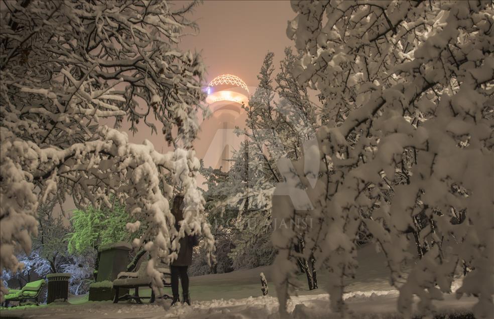 Snowy weather in Ankara