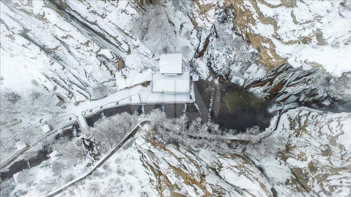 Frozen Gunpinar Falls in Turkey's Malatya