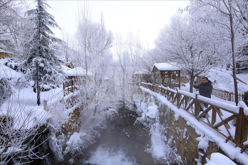 Frozen Gunpinar Falls in Turkey's Malatya