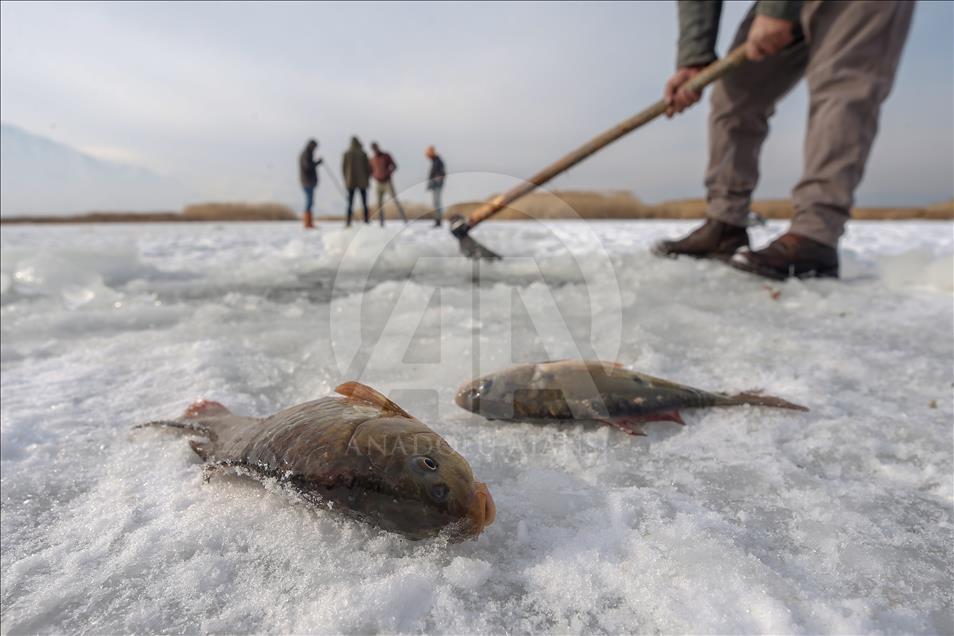 Dangerous fishing on the shores of Lake Van