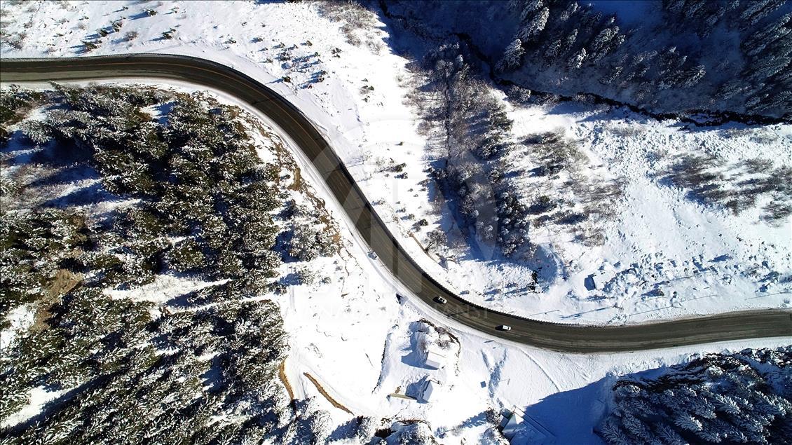 Tarihi İpek Yolu'ndaki Zigana Dağı'nda kış güzelliği
