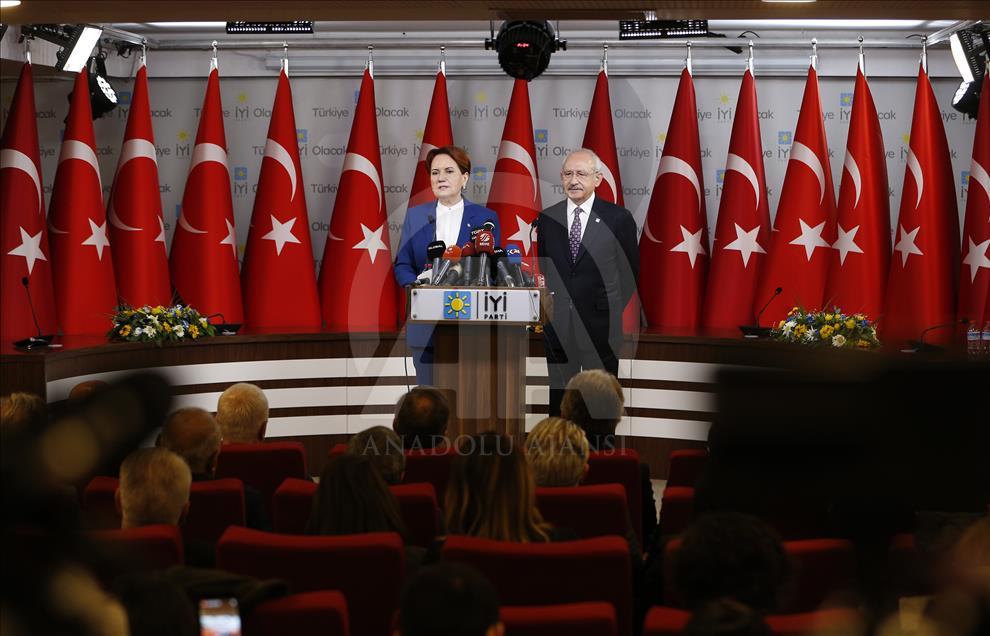 İYİ Parti Genel Başkanı Akşener - CHP Genel Başkanı Kılıçdaroğlu ortak basın toplantısı