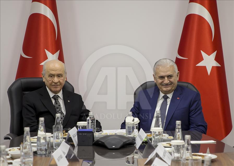 TBMM Başkanı ve AK Parti İstanbul Büyükşehir Belediye Başkan adayı Yıldırım - MHP Genel Başkanı Bahçeli
