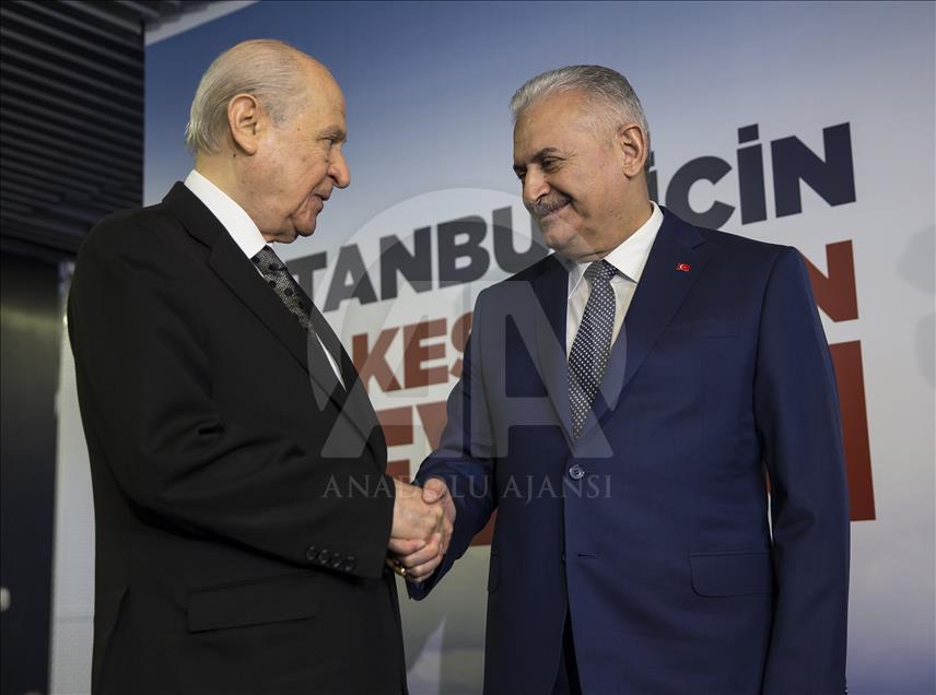 TBMM Başkanı ve AK Parti İstanbul Büyükşehir Belediye Başkan adayı Yıldırım - MHP Genel Başkanı Bahçeli
