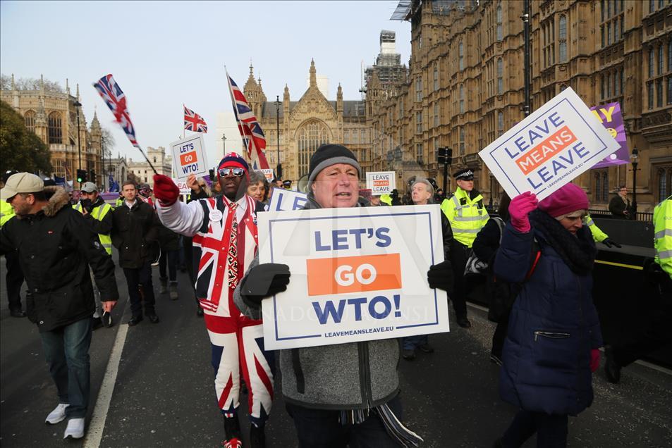 Demonstrasi menjelang pemungutan suara tentang rencana amandemen Brexit