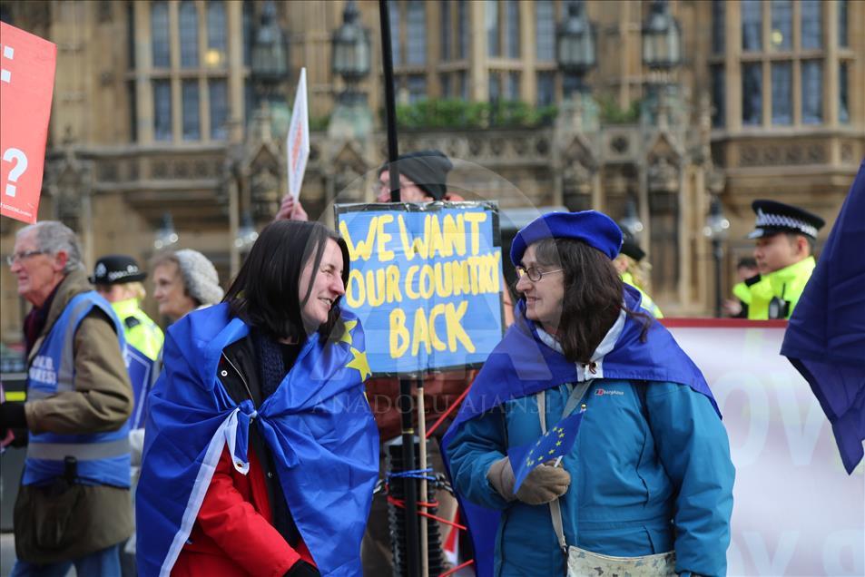 Demonstrasi menjelang pemungutan suara tentang rencana amandemen Brexit