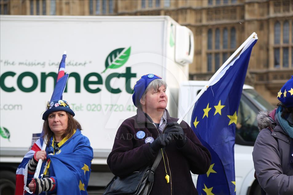 Demonstrasi menjelang pemungutan suara tentang rencana amandemen Brexit