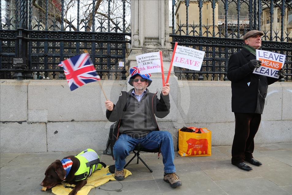 Demonstrasi menjelang pemungutan suara tentang rencana amandemen Brexit